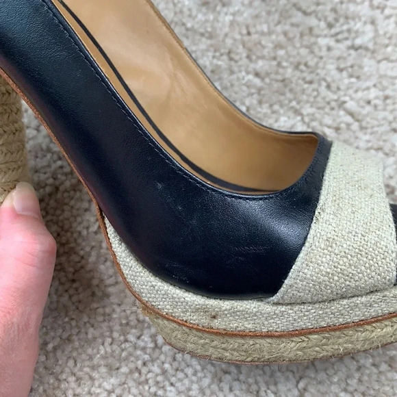 Ann Taylor navy Briston peep toe platform heels 7.5 - Picture 9 of 11